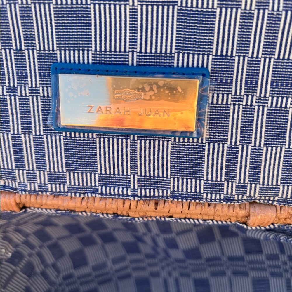 Chic Blue and Tan Woven Crossbody Bag - Picture 3 of 6